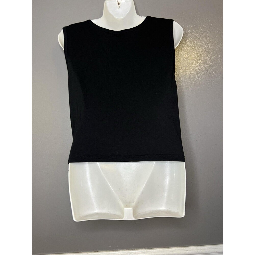 Good American Tank Top Womens 4 Black Twist Front Sleeveless Jersey Crop - Picture 6 of 11